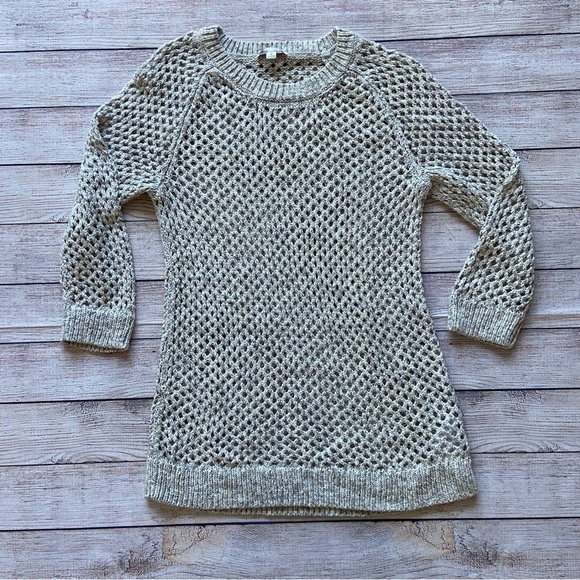 Gap Maternity Women's Size M Knit Cotton Open Stitch Sweater Beige - Picture 1 of 7